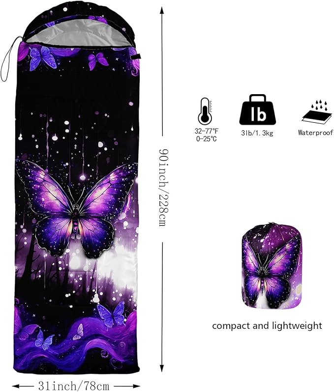 QOOMO Camping Sleeping Bags3 Season Warm &amp Cool WeatherLightweightWaterproof Sleeping Bags for Adults &amp KidsTravelingand OutdoorsCamping Gear Equipment