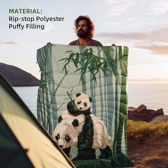 Camping Blanket Puffy - Outdoor Stadium Blanket Wearable Lightweight Packable Machine Washable Camping Quilt for Traveling Picnic Beach Party