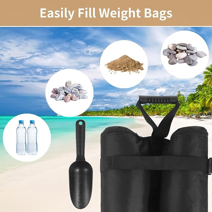 4-Pack Oxford Fabric Canopy Weight Sandbags With Zipper &amp Handle Includes Shovel &amp Storage Bag