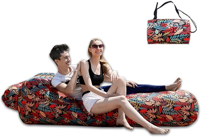 Compact Pump-Free Inflatable Lounger Portable Waterproof Air Leakage-Proof Design for Backyard Beach Trips Camping picnics and Music Festivals (G)