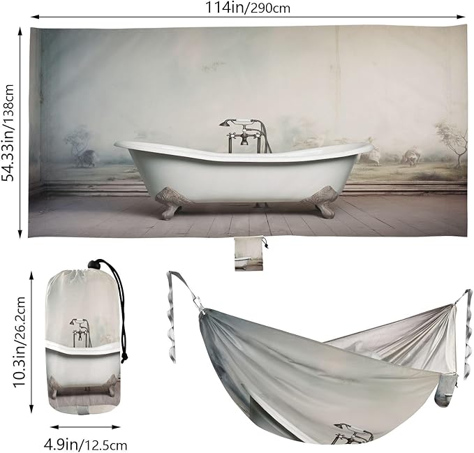 ATTX Vintage Bathtub Camping Hammock - Lightweight &amp Portable Hammocks Heavy Duty 330lbs Capacity for Indoor Hiking Backpacking Travel Backyard Beach#404