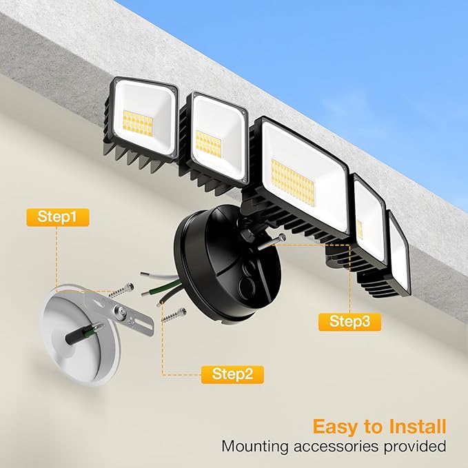 Onforu 120W Smart Flood Light Outdoor 12000LM LED Security Light APP Control WiFi Alexa Flood Lights Outside Floodlight with 5 Adjustable Heads 2700K-6500K Exterior Light Fixture for Yard
