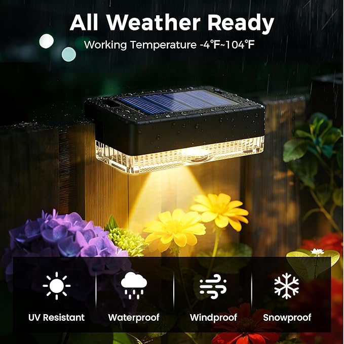 Solar Deck Lights Outdoor 24 Packs Solar Powered LED Step Lights Waterproof Outdoor for Deck Stairs Step Fence Wall Patio Yard Pool and Pathway (Warm White)