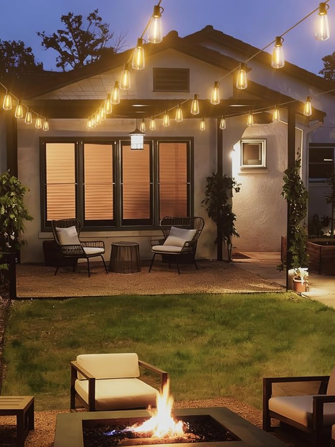Svater Outdoor String Lights 60 FT ST38 Patio String Lights with 32 Waterproof Shatterproof LED Bulbs Connectable Lights for Outside Backyard Garden Porch