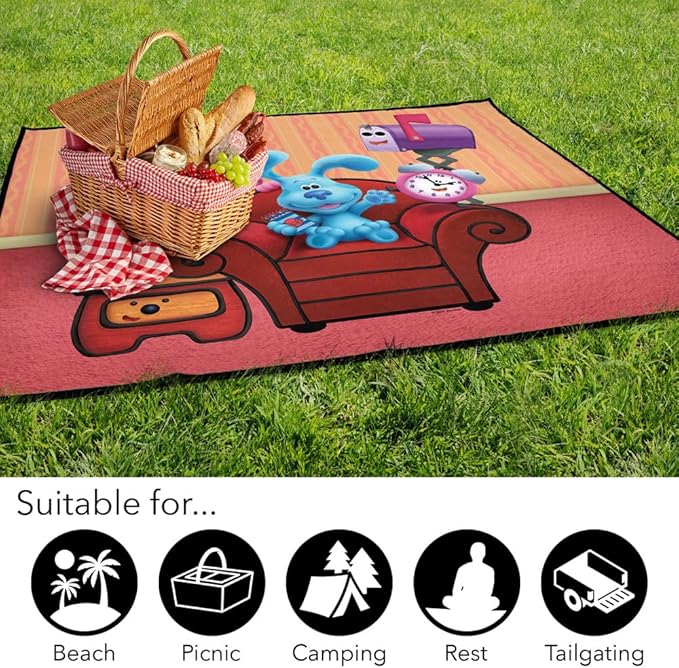 LOGOVISION Blues Clues Picnic Outdoor Blanket 50x60 Blue's Clues Character Group Foldable Blanket for Picnic Beach Camping Park Tailgate