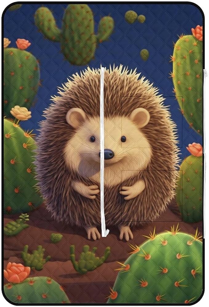 Zipper Hedgehog Cactus Style Picnic Mat Suitable for Travel Camping Park Or Home Use