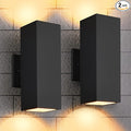 Outdoor Wall Lights 2 Pack Waterproof Exterior Lighting Fixtures Anti-Rust Outdside Light Fixture Black Aluminum Porch Lights for Garage House