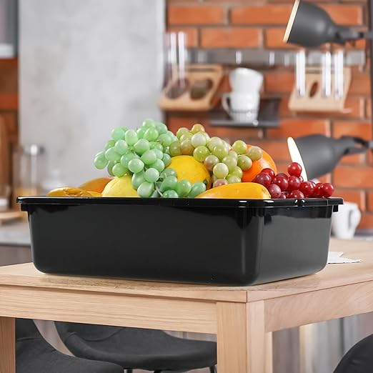 5 Packs 8 Liters Small Plastic Wash Basin Commercial Bus Tubs Tote Box Black