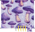 Waterproof Sandproof Beach Blanket 59''×68'' Mushrooms Polyester Outdoor Picnic Blanket with 4 Stakes &amp Storage Bag for BeachCampingVacation Purple