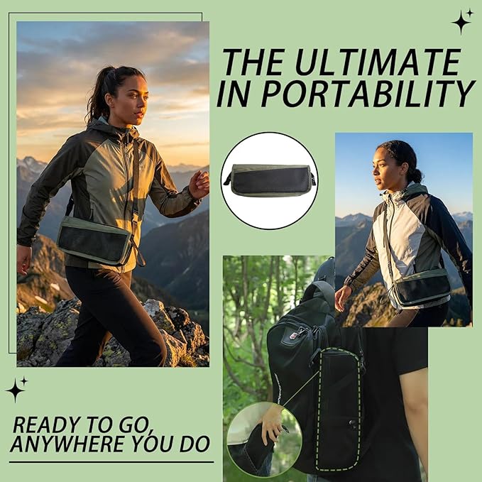 Portable Collapsible Stool - Folding Chair with Storage Pouch Convertible Satchel for Hands-Free Carry &amp Supports 265Lbs Ultralight for Hiking Fishing Camping Festivals (Green)