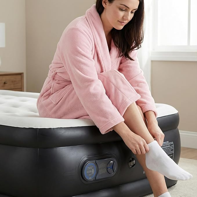 18 Inflatable Air Mattress with Built-in Pump Double Height Non-Slip 660lb Capacity - Queen Size
