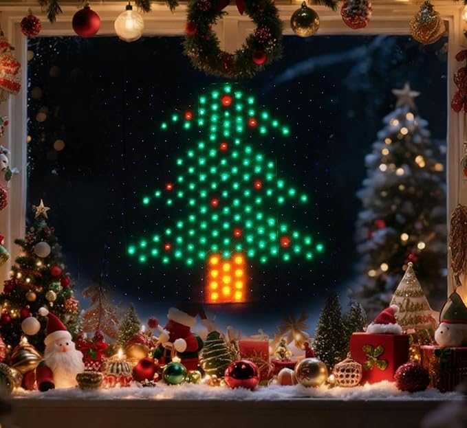 Leisure world LED Christmas Tree Window Silhouette LightsUSB Operated LED Net Outdoor Mesh Lights with Timer 8 Modes for Indoor Outdoor Holiday Xmas Party Decor