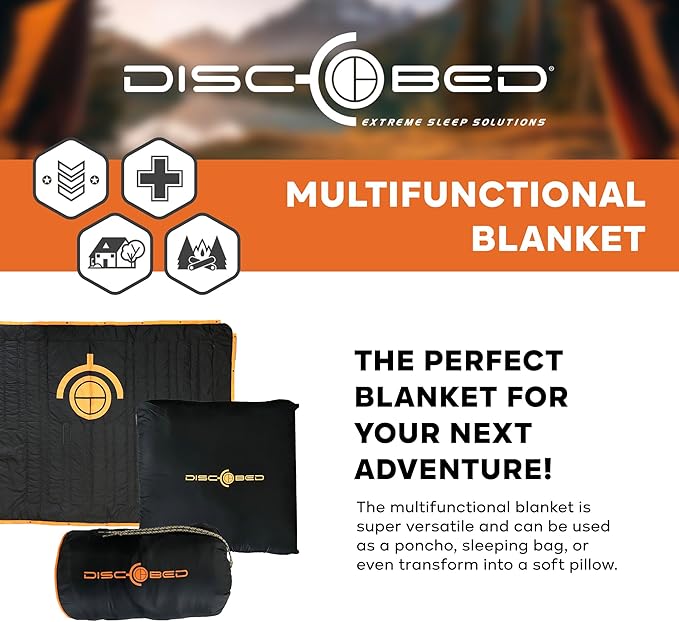 Disc-O-Bed Multifunctional Blanket with Snap Fasteners and Cozy Fleece Interior for Indoors Picnic and Outdoor Camping Black