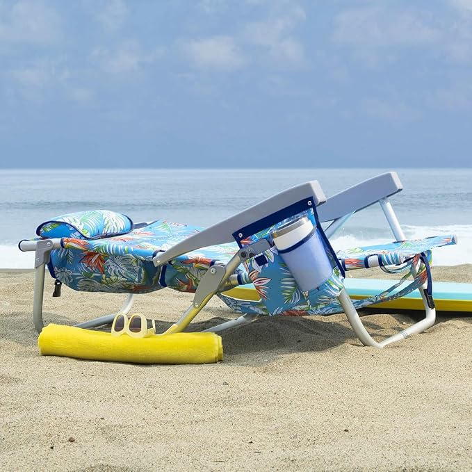 Tommy Bahama 2 Pack Backpack Beach Chair 5 Position Chair Including Lay Flat (Floral)