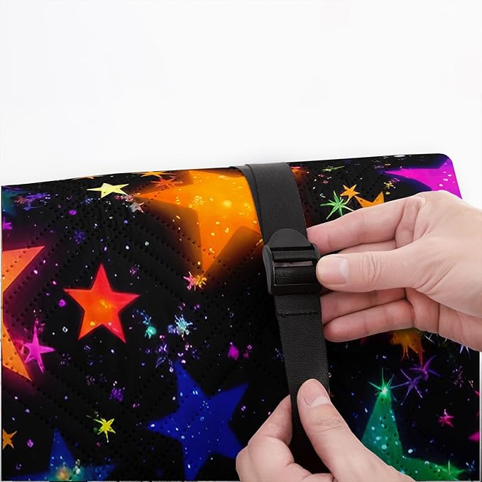 Outdoor Picnic Blanket Portable Ultrasonic Waterproof Picnic Cartoon Stars Colorful Printed Camping Beach Mat for Sand and Wet Grass Hiking (Colorful Stars-2 L