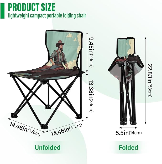Man and Bear Portable Camping Chairs Folding Chair - Durable Oxford Fabric Lightweight Iron Frame Easy Fold Design - Ideal for Outdoor Activities Camping Fishing and Travel