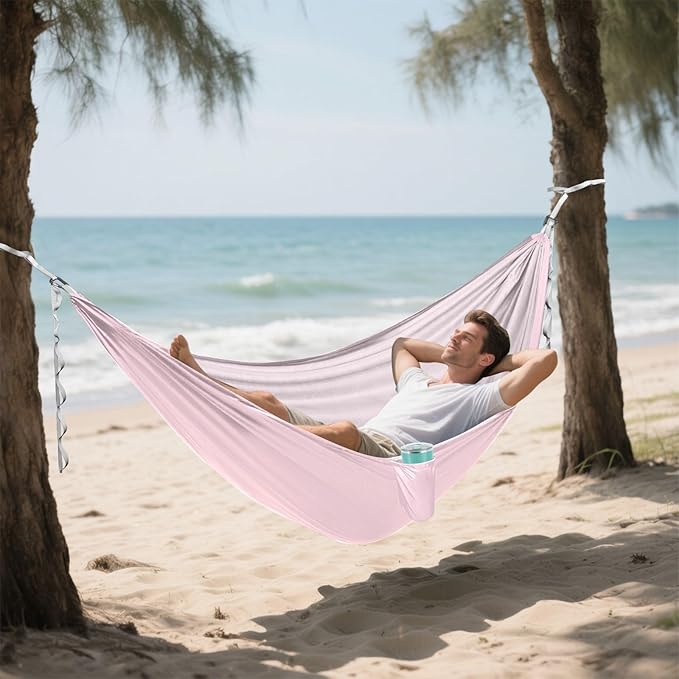 Cute Pink Portable Camping Hammocks Hammocks with Tree Straps 114 x 54
