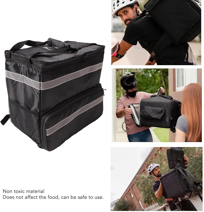 Insulated Pizza Delivery Bag 50L Food Delivery Backpack Large Capacity Food Carrier with Expandable Layer Insulated Grocery Bag for Commercial Delivery Camping Travel