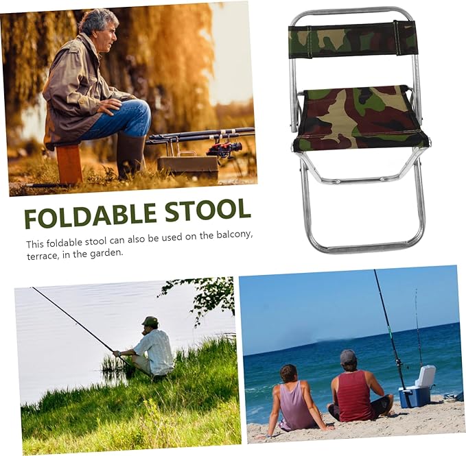Large Portable Folding Stool Metal Backrest Fishing Chair Camping Gear Material
