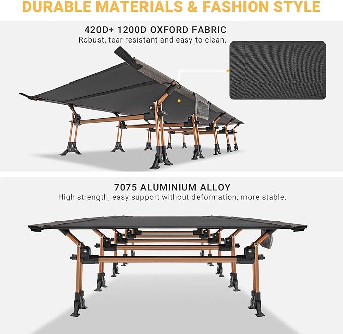 KingCamp Portable Camping Cot &amp Single-Size Sleeping Pad Inflatable Drop‑Stitch Mat