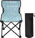 Sinestour Pale Blue Custom Folding Camping Chair for Teen Child Personalized Name 14.6×14.6in Portable Outdoor Chair with Carry Bag for Picnic Barbeques Beach