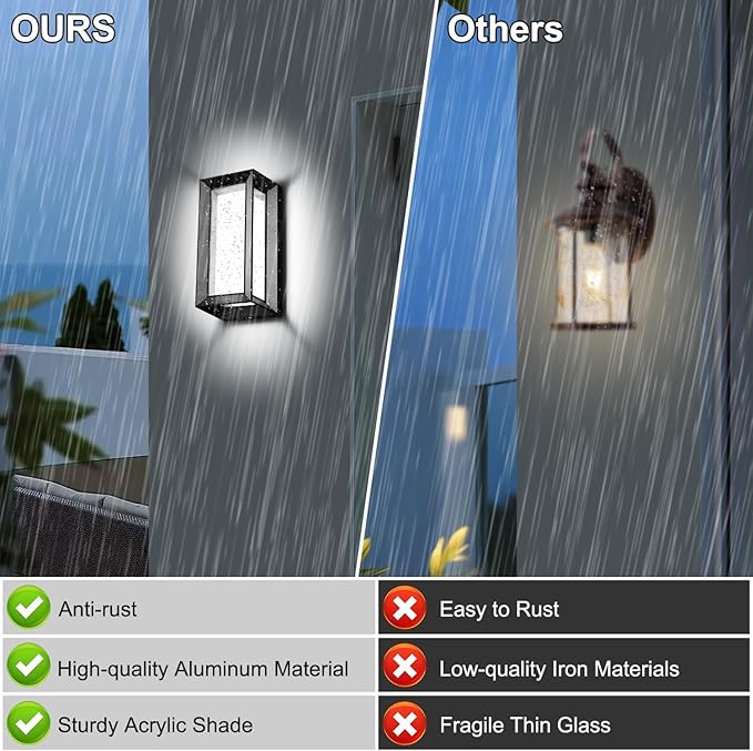 ledmo Modern Outdoor Wall Light with Aluminum Frame 1800LM Wall Sconce with Acrylic Shade 18W Porch Light Fixture IP65 Waterproof Exterior Light for Garage Patio Garden Entryway 2 Pack