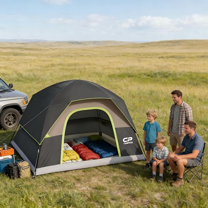 Tents for Camping 6 Person Tent Waterproof Windproof Double Layer Family Camping Tent Easy Setup Dome Tent with Large Mesh Windows &amp Wider Door for Outdoor Camping &amp Hiking