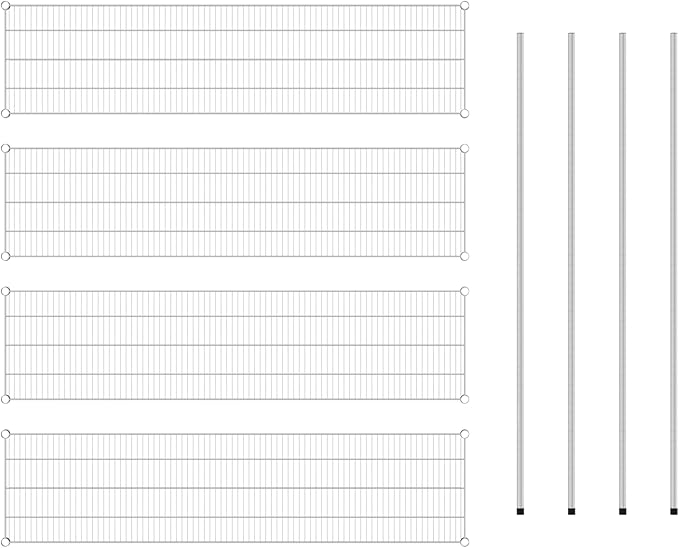 Commercial NSF Listed Chrome Stationary Wire Shelving Kit 18 x 72 x 74 with 4 Shelves Perfect for Warehouse Walk-in Refrigerator Freezer Grocery Store Restaurant Dishroom