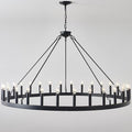 53 Inch Black Extra Large Wagon Wheel Chandelier 30-Lights Farmhouse Industrial Round High Ceiling Pendant Light Adjustable Chain for Dining Room Living Room