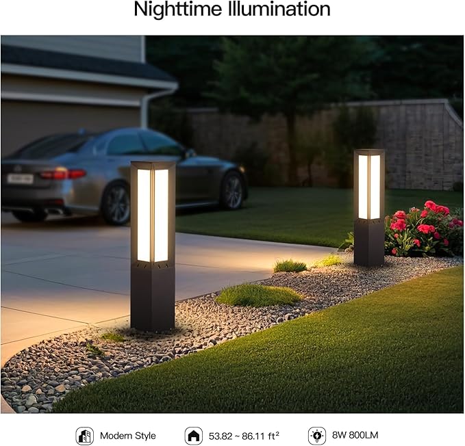 Landscape Path Light Hard Wired 31.5 Outdoor Pathway Lights AC100-240V Waterproof Bollard Driveway Lamp Modern 3000K Standing Lighting Patio Lawn Tall Garden Lantern for Commercial Walkway