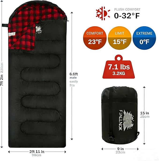 100% Cotton Flannel Sleeping Bag for Adults Big&ampTall Size Backpacking Lightweight Waterproof for Girls Boys Mens Teen for Camping Hiking Outdoor Travel with Compression Bags