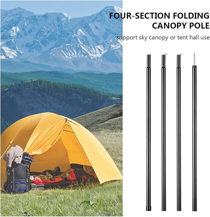 2m/6.6ft Camping Tent Awning Poles Plated Iron Canopy Outdoor Folding Zinc Rod Camping Portable Outdoor Elements