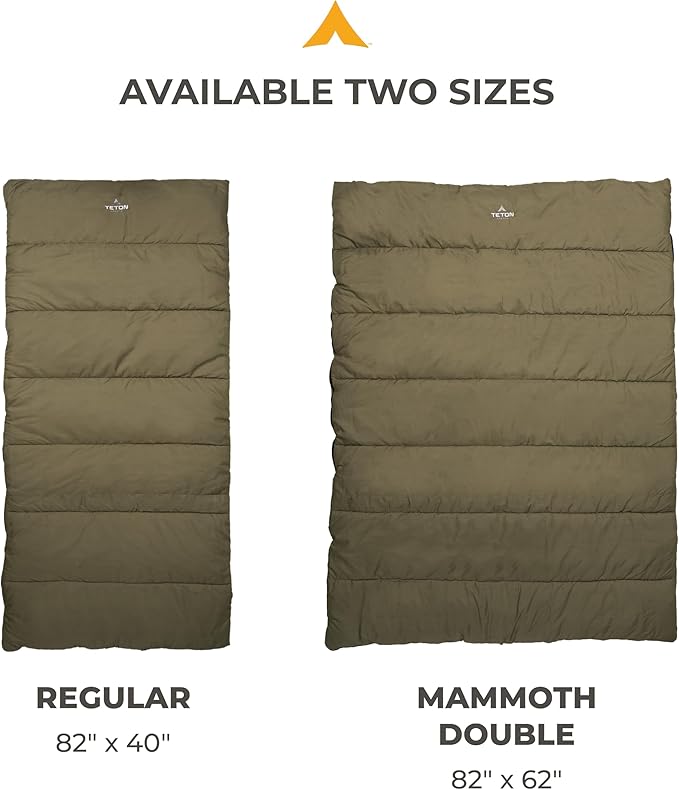 Teton Evergreen Sleeping Bag for Adults – Warm &amp Cozy All-Season Camping Sleeping Bag with Spacious Fit for Cold Weather or Mild Nights