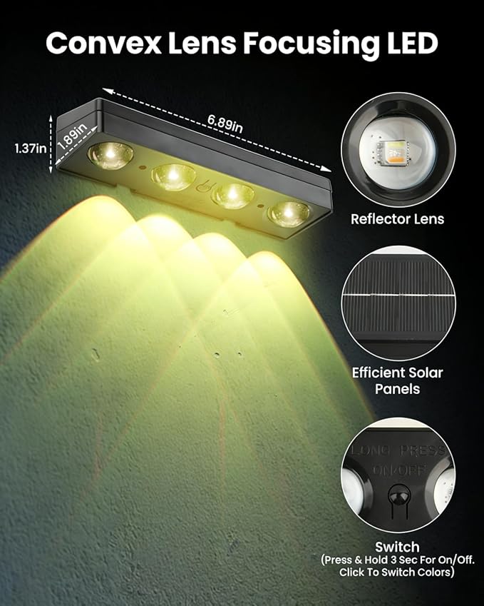 Solar Fence Lights Outdoor Waterproof: CIYOYO 12 Pack IP65 Waterproof Fence Solar Lights 3000/5000K/RGB 3 Mode Solar Powered Wall Lighting Decor for Backyard Railing Step Patio Housewarming Gifts