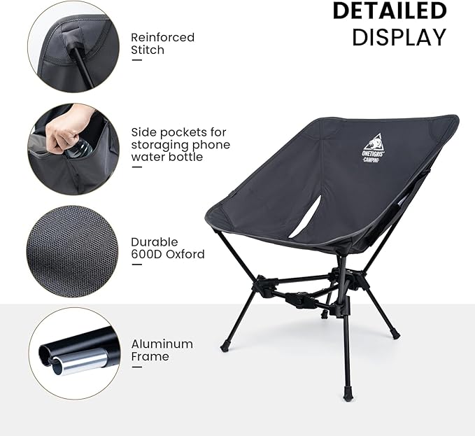 ONETIGRIS Tigerblade Camping Chair Lightweight Folding Backpacking Hiking Chair Compact Portable 330 lbs Capacity