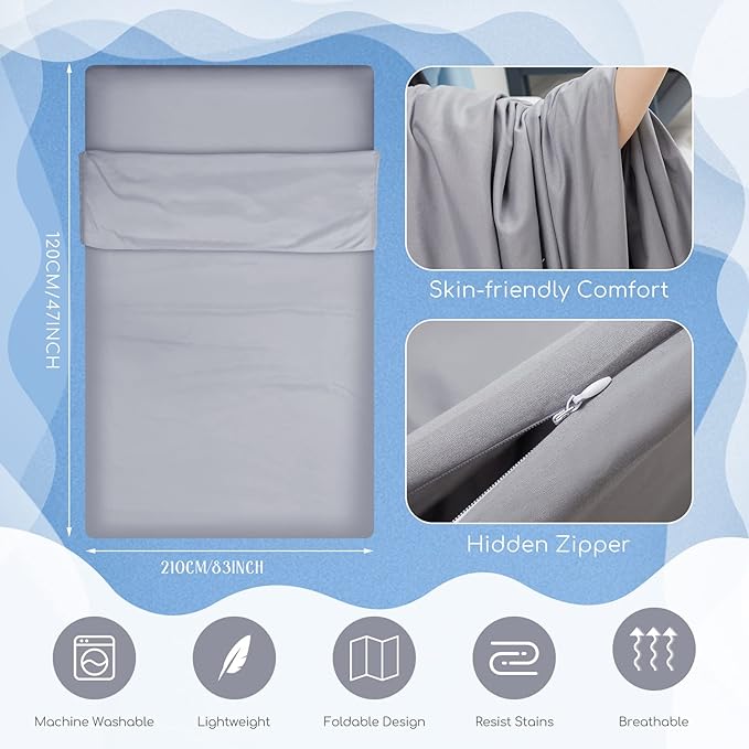 Irenare 2 Pcs Tanning Sleep Sack Lightweight Breathable Tanning Body Self Tanners Sleeping Sac Protect Sheets from Dark Tanner for Bed Travel Sleeping Bag(Pink Grey)
