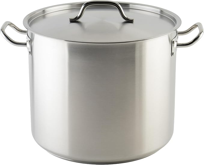 Winware Stainless Steel 32 Quart Stock Pot with Cover Silver