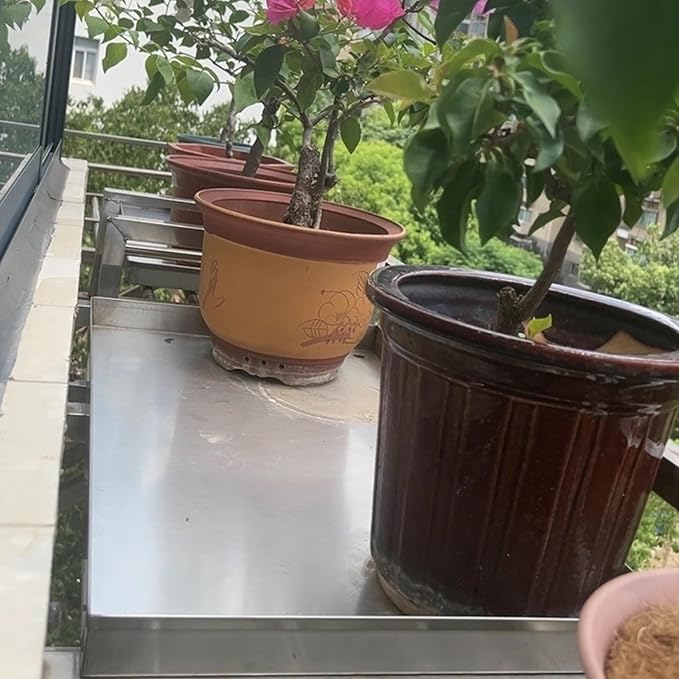 Heavy Duty 304 Stainless Steel Drain Pan with 2m Hose - AC &amp Washing Machine Drip Tray for Leak Prevention Ideal for Flower Pots &amp Garage (70x50cm/28x20in)