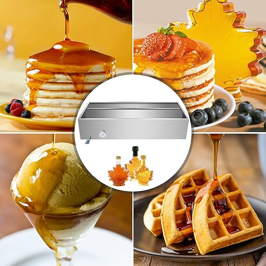 Maple Syrup Evaporator Pan Stainless Steel Syrup Evaporator Divided Pan with Valve and Thermometer Maple Syrup Boiling Pan for Boiling Maple Syrup 48x24x9.5 Inch