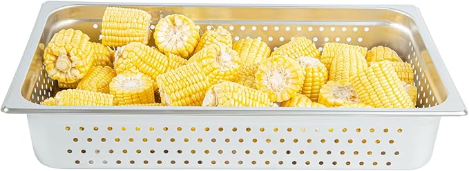 Restaurantware Steam Table Pan 6 Pack of Full Size Stainless Steel Perforated Hotel Pan Anti-Jam 4 Inch Deep Silver Commercial Kitchen Pan 24 Gauge