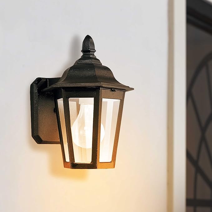Generation Lighting 1-Light Brentwood Outdoor Wall Lamp Black 8822-12 Outdoor Lights Make Charming Wall Lamps for Outdoor Decor Wall Light Fixture Uses A19 Standard or LED Light Bulb