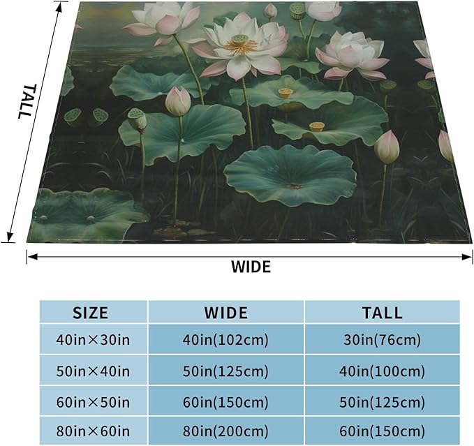 Lotus Leaf Soft Fleece Blanket 60 * 50 inch Soft Sofa Blanket Suitable for Sofa Camping Travel Night Cover Blanket