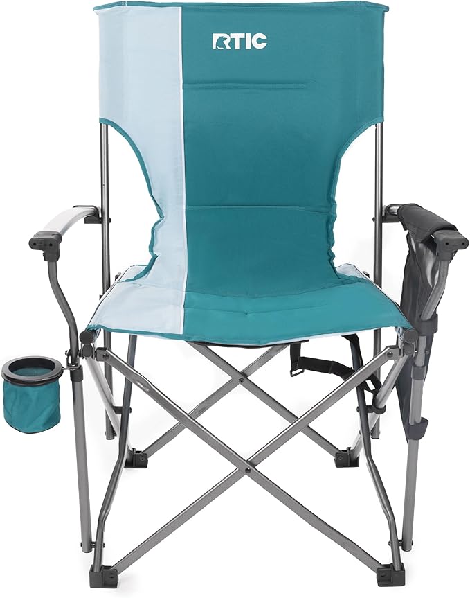 RTIC Ultra-Tough Chair Portable Folding for Camping Outdoor Fishing Beach with Arm Rest and Cup Holder Folds Quickly for Easy Storage in a Carry Bag Deep Harbor