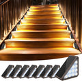 8 Pack Solar Stair Lights Outdoor Step Lights with Waterproof IP67 Warm White LED Solar Light for Outside Light Decor for Stair Deck Front Step Front Porch Patio and Backyard