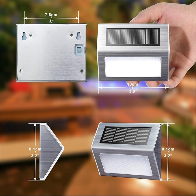 XLUX Solar Lights for Steps Decks Pathway Yard Stairs Fences LED lamp Outdoor Waterproof Warm Light 6 Pack