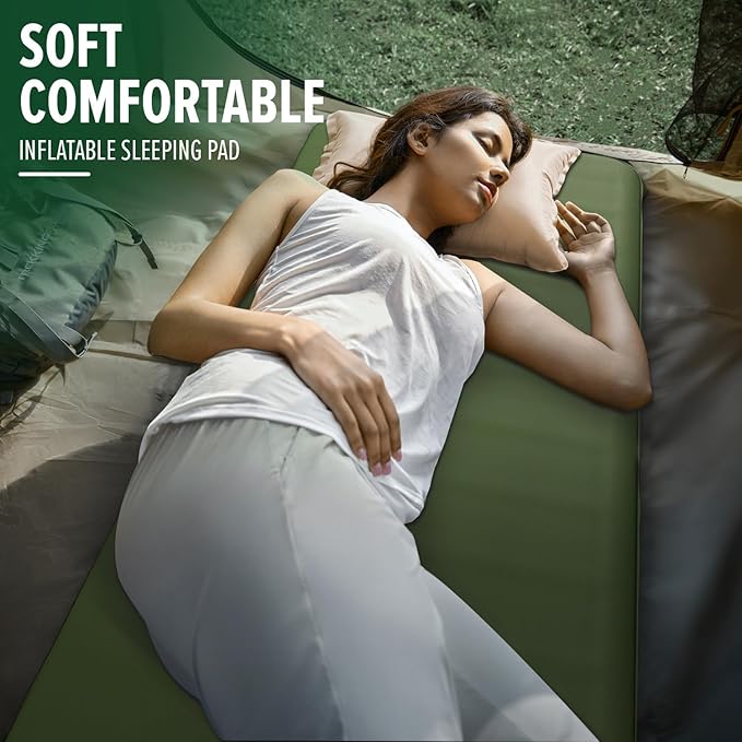 4 Thick Self Inflating Sleeping Pad with 13R Memory Foam 78 x 29 Camping Mattress with Pump Sack Portable Roll Up Bed Inflatable Outdoor Mat for Rooftop Tent Car Truck Van 4 Season