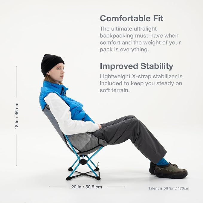 Helinox Chair Zero LT 1.12 lbs Lightweight Camping Chair Durable Ripstop Compact Size Portable and Packable Seat Strong and Ultralight Frame Backpacking Travel Essential Cyan