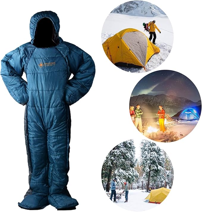 Wearable Sleeping Bag - Ultralightes Thermal Shell Windproof Cold Protection Human Cocoons Night | Mountain Basecamp Sleep Shelter Stop Alpine Snow Treks Rest Spot Use for Hiking Camping Climbing