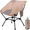 Camping Chair Portable Lightweight Camping Chairs for Adults Foldable 600D Oxford Ultralight Backpacking Chair with Breathable Mesh and Pocket for Outdoor Travel HikingBeige