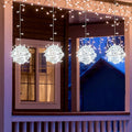 Outdoor Christmas Balls Lights 4 Pack Hanging 7.9 LED Garden Sphere Tree Lights 8 Modes Waterproof Glow Globe Light with Memory Timer Plug for Yard Porch Eave Patio Home Bedroom Decoration-Cool White